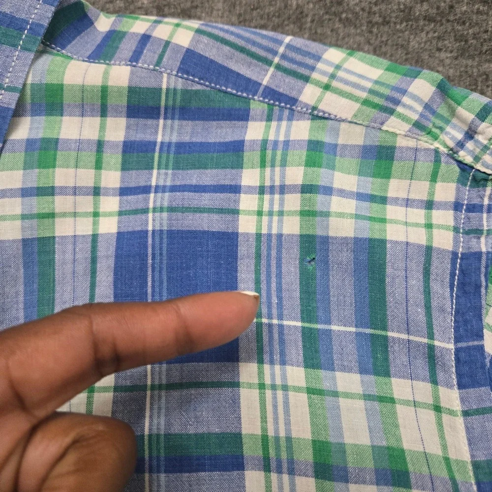 Polo Ralph Lauren Plaid Button Down Shirt Mens Large Blue Green Classic Preppy
